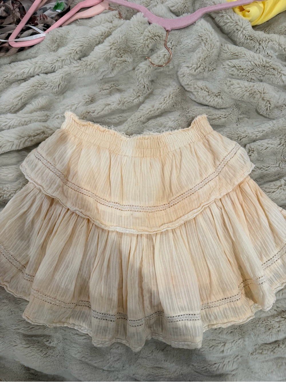 Love Shack Fancy Tiered Creamy yellow Ruffle Mini Skirt - Women's - Picture 3 of 3
